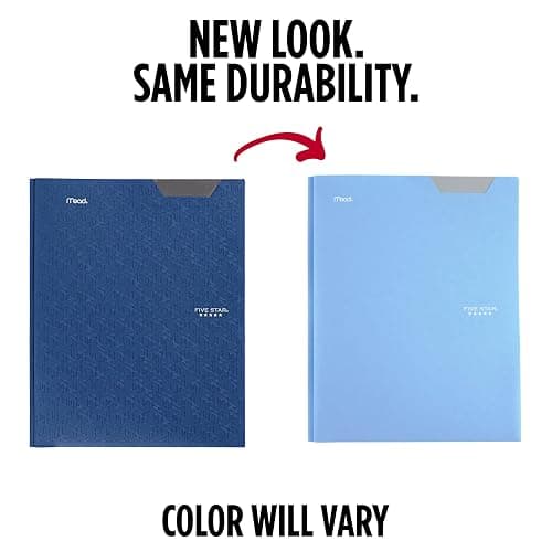 Five Star 2-Pocket Folder, Plastic Folder with Stay-Put Tabs and Prong Fasteners, Holds 8-1/2" x 11" Paper, Pacific Blue (72115) thumbnail 4