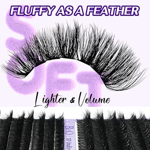 B&Q Fluffy Lash Clusters Kit 100D 200D Mixed Volume Lash Clusters 10-18mm Individual Lashes Kit Salon-style Dramatic Thick eyelash extension 280pcs Suitable for Beginners Makeup at Home(KIT-100D+200D) thumbnail 3