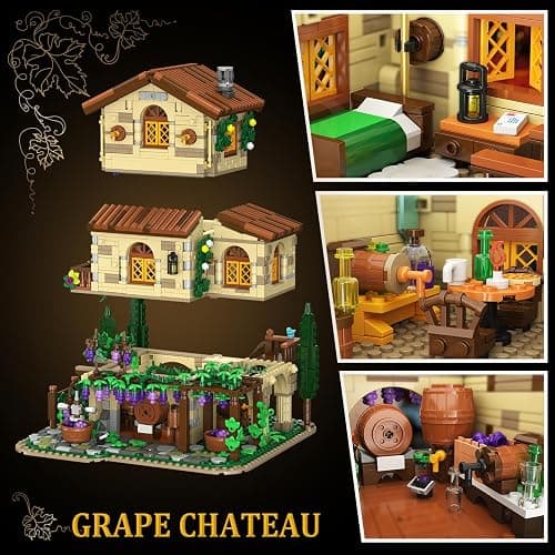 INSOON Winery Chateau House Building Set with Lights, Vineyard Castle Construction Model Home Decor, 1826 PCS Vine Estate Autumn Cabin Building Block Kit, Birthday Gift for Adults Teens Boys Girls thumbnail 5