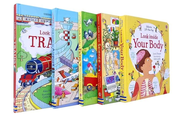 Usborne Lift the Flap Look Inside 5 Books Collection Set(Your Body, Science, Farm, Airport & Trains) thumbnail 2