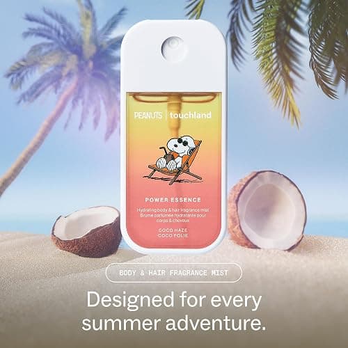 Touchland x Peanuts Body & Hair Hydrating Fragrance Mist Travel Size | TSA ready spray. Tropical scent of grapefruit, magnolia, coconut & sandalwood. Hydrates and refreshes skin and hair. thumbnail 3