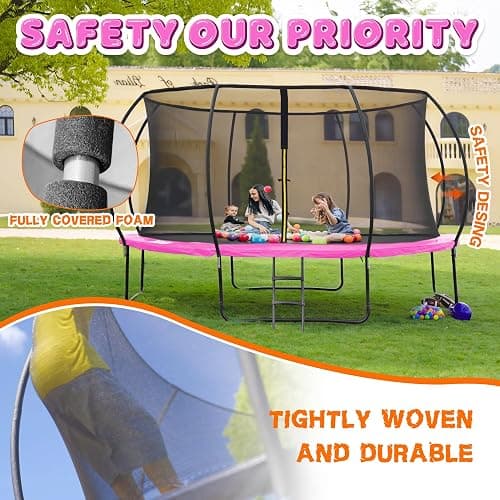 JELENS Trampoline 8FT 10FT 12FT 14FT 15FT 16FT, Recreational Trampolines with Enclosure Net and Ladder, Outdoor Anti-Rust Trampolines for Kids and Adults, ASTM Approved thumbnail 2