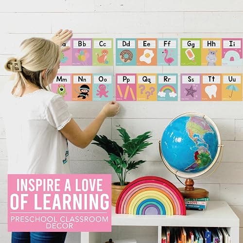Hadley Designs Alphabet for Classroom Wall Decor - ABC Posters for Classroom Wall Chart Preschool & Kindergarten, ABC Letters & Number Line Elementary, Alphabet Cards, Pastel Classroom Decor thumbnail 6