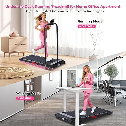 Walking Pad with Handle Bar and Incline, 3.0HP Electric Portable Small Treadmills with Incline for Home Small Spaces, 0.6-7.6MPH Compact Walking Pads Treadmill with Handles, 350LBS thumbnail 7