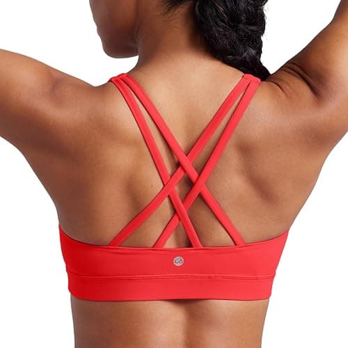 CRZ YOGA Naked Feeling Strappy Padded Sports Bras for Women - Fitness Workout Top Criss Cross Back Yoga Cami - Image 1