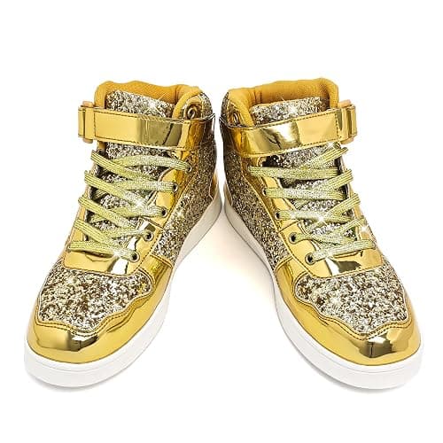 Wooowyet Glitter Shoes Kids High Top Sneakers for Boys Girls Gift Party Birthday Christmas Halloween thumbnail 2