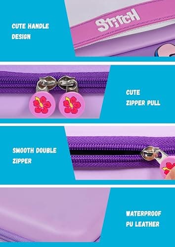 Xcitifun Carrying Case Designed for Nintendo Switch 2 for Kids Girls Boys Cute Kawaii Travel Carry Bag for Switch 2 (2025) 10 Game Cartridge Switch 2 Protective Cover Carrying Cases - Purple Hug thumbnail 6