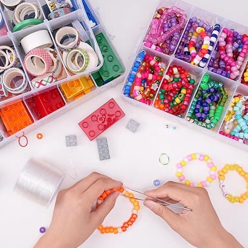 SGHUO 7-Tier Stackable Storage Container Box with 70 Compartments, Plastic Organizer Box for Arts and Crafts, Toy, Fuse Beads, Washi Tapes, Sewing Supplies thumbnail 6