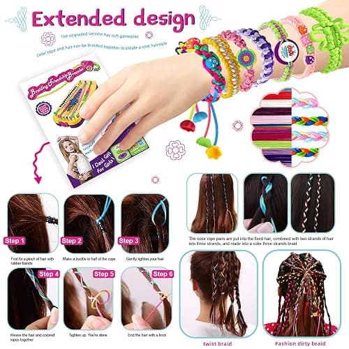 Friendship Bracelet Making Kit Toys, Ages 7 8 9 10 11 12 Year Old Girls Gifts Ideas, Birthday Present for Teen Girl, Arts and Crafts String Maker Tool, Bracelet DIY, Kids Travel Activity Set thumbnail 4