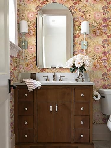 Ismoon Vintage Floral Peel and Stick Wallpaper Deep Beige Pink Contact Paper Jellyfish Starfish Stick on Wall Paper Removable Self Adhesive Vinyl Wallpaper for Bedroom Wall Cabinet Decor 17.3x78.7in thumbnail 6