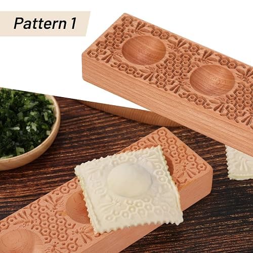 Wooden Ravioli Mold Handmade Pasta Ravioli Board Wood Ravioli Mould Homemade Fresh Pasta wooden Board Tools, Maveite 2 in 1 braid pattern and honeycomb with bees pattern, Pasta Lovers Gift thumbnail 3