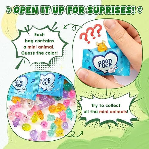 150 Pcs Mystery Bag Mini Resin Animals, Glow in The Dark Figures Blind Bags, Forest Variety Pack, Miniature Figurines for DIY Crafts, Micro Landscape Fairy Garden Decor, Party Favors, Gifts (Animals) thumbnail 6