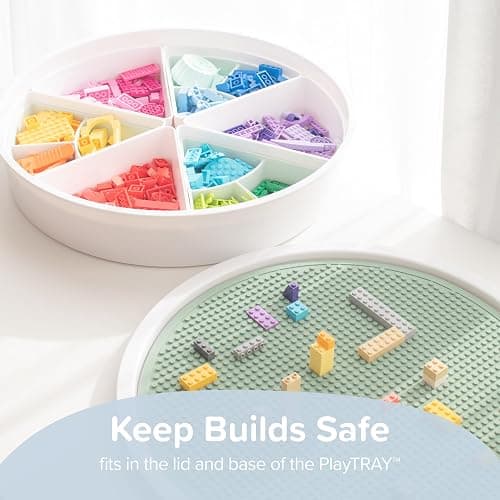 Inspire My Play - Silicone Building Blocks Baseplate - Compatible with All Major Building Block Brands - Double Sided for Large Building Blocks - Perfect Accessory for Sensory PlayTray - Green - Smoke Green thumbnail 4