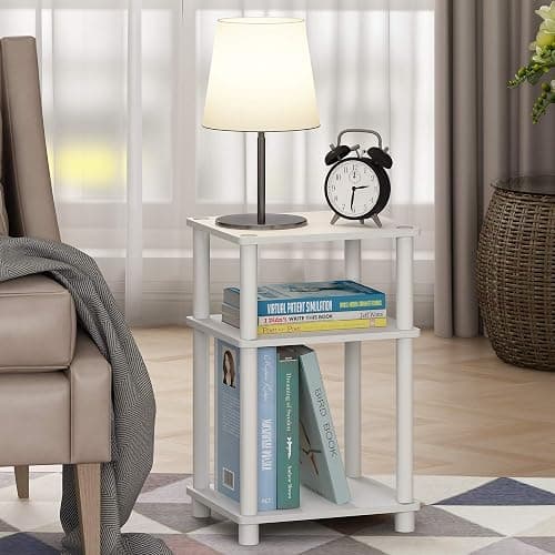 Furinno JUST Side Table, 3-Tier End Table, Open Shelves Night Stand, Bedside Table, Toolless Assembly, for Living Room, Bedroom, Bathroom, White(Espresso) thumbnail 2
