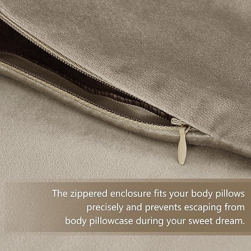 StangH Camel Beige Body Pillow Cover, Super Soft Velvet Case 20 x 54 Pregnancy Body Pillow Nursery Baby Protect Bed Pillowcase Couch Pillow, 20 x 54-inch, 1 Piece - 54" x 20" (Pack of 1) - Camel Beige thumbnail 3
