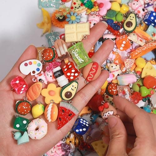 MGGFBLEY Assorted Resin Charms for DIY Bracelet & Keychain Making – Mini Candy, Bear, Fruit & Animal Style Charms for Crafts thumbnail 3