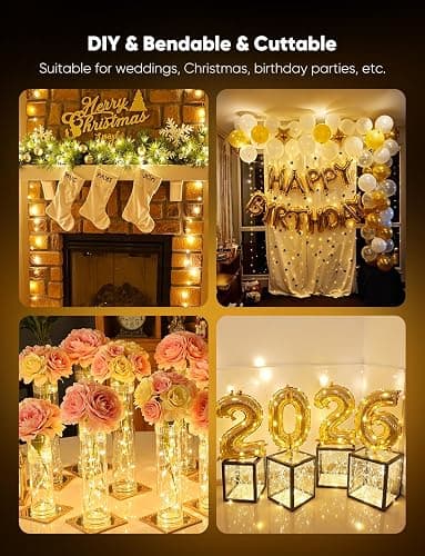 Minetom 12 Pack Fairy Lights Battery Operated String Lights, 8 Modes & Timer, 7ft 20LED Waterproof Silver Wire Twinkle Lights, Firefly Starry Moon Lights for Mason Jars DIY Christmas Wedding Party thumbnail 7