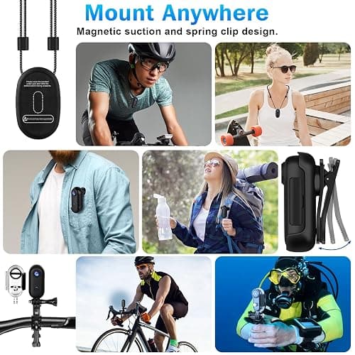 i3 4K Thumb Action Camera,Tiny Size, Mount Anywhere,Small Body Camera with Spring Clip,Portable Vlogging,Hands-Free POV Recording,Helmet Cam for Cycling,Motorcycle (with 128G-Card, Black) thumbnail 4