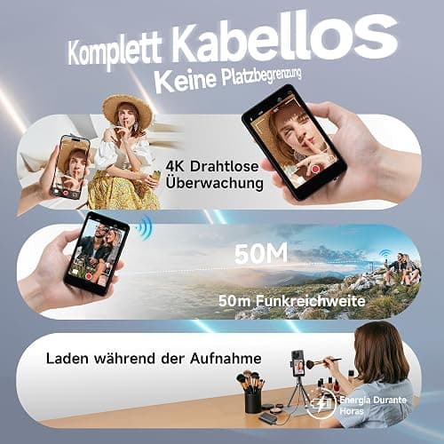 SYNCO XView Handy Selfie Monitor, Magnetischer Smartphone Vlog Bildschirm für iPhone & Android Rückkamera Kabellos 50M 3H Akku, mit Lautsprecher für TikTok YouTube Livestream (Schwarz) thumbnail 5