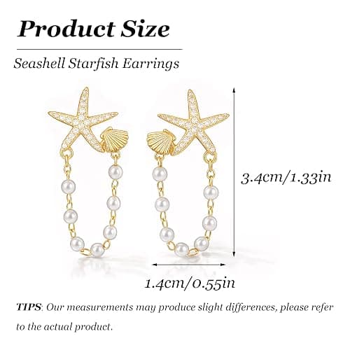 Seashell Starfish Earrings Beach Jewelry for Women Pearl Drop Shell Earrings Ocean Beachy Fashion Accessories Womens Summer Outfits 2026 Tropical Vacation Outfits Beach Vacation Clothes Dresses thumbnail 5