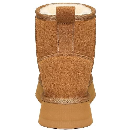 Litfun Suede Platform Mini Boots for Women Genuine Leather Fuzzy Ankle Winter Snow Boots with Fur Lined thumbnail 5