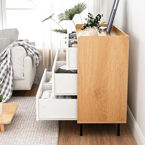 MAIYORIAT Dresser for Bedroom, 6 Drawer Natural Wood Dresser with Wide Drawer and Metal Handles, Modern Dressers & Chests of Drawers for Hallway Entryway thumbnail 8