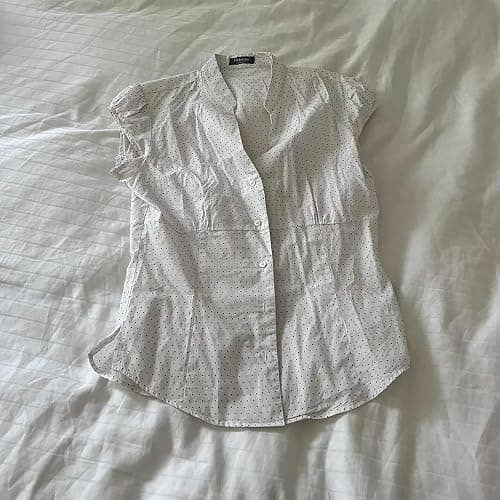 Plaid Button Down Shirt Short Cap Sleeve V Neck Casual Blouse Tops thumbnail 4