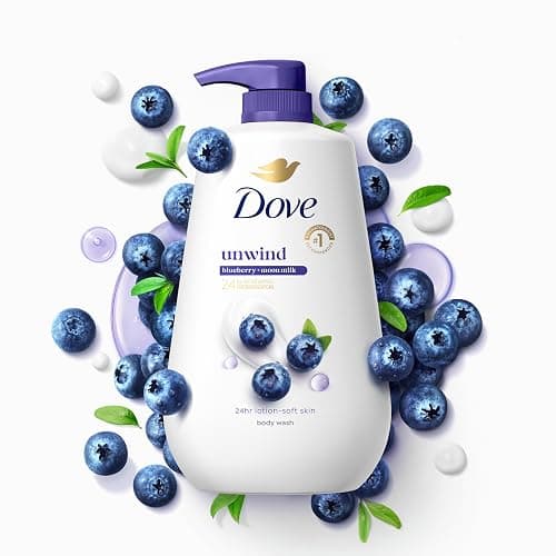 Dove Body Wash Unwind with MicroMoisture, Blueberry & Moon Milk, 30.6 oz | Dove Blueberry & Moon Milk Body Wash hydrates skin with sweet blueberry scent and MicroMoisture technology. thumbnail 9