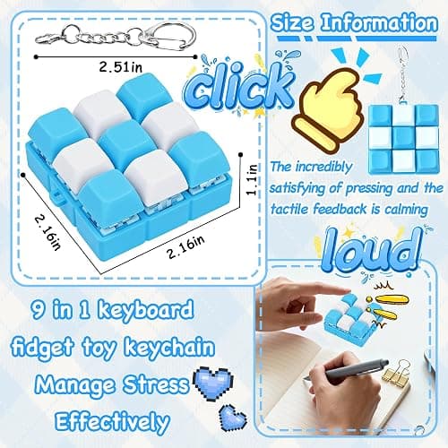 ILHSTY 9-in-1 Keyboard Fidget Toy, Clicker Fidget Toy with Keychain | 9-in-1 Design, Removable Keycaps and Keychain, Clicky Button Fidget for Adults, Stress Relief for Home Office School Gift thumbnail 3