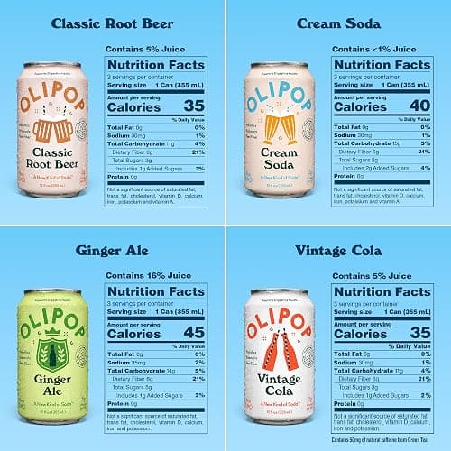 OLIPOP Prebiotic Soda Pop, Classic Soda Variety, Pantry Pack Packed with Prebiotics, Fiber, and Botanicals, Gluten Free, Vegan, GMO Free, 12oz (12-Cans) thumbnail 5