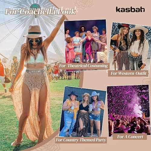 KASBAH Women Western Concho Belts For Dresses Jeans Cowgirl Waist Chain Belt Adjustable Metal Concho Country Belt - Antique Sliver - Fit waist size 25"-32"(43"length) thumbnail 5