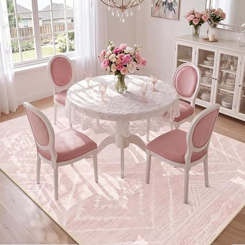 BESTSWEETIE 6'x9'Washable Area Rug for Living Room Bedroom Lightpink | Soft Western No Slip Low Pile Print Foldable Indoor for Bedroom Kitchen Dining Room thumbnail 7