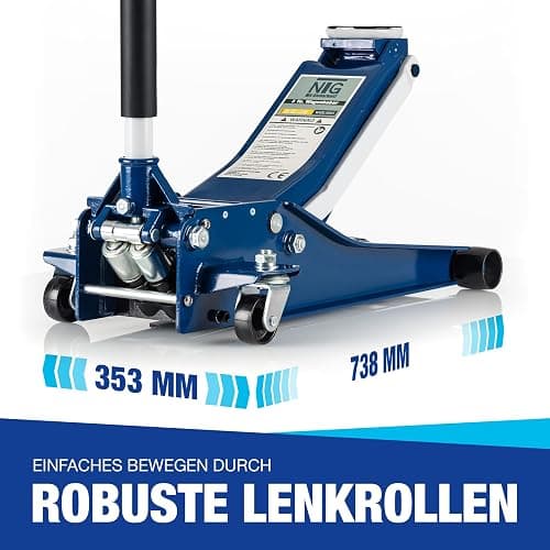 NTG Hydraulischer Wagenheber 3T - TÜV-Zertifiziert 75-505mm für PKW & SUV | Flacher Rangierwagenheber mit Doppelzylinder - extra stabil - 3 Tonnen Tragkraft - inkl. Gummiauflage thumbnail 5