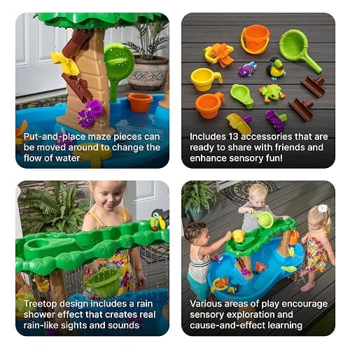 Step2 Tropical Rainforest Water Table, Kids Water and Sand Activity Sensory Playset, Summer Outdoor Toys, 13 Piece Water Toy Accessories, For Toddlers 1.5+ Years Old, Blue & Brown thumbnail 5