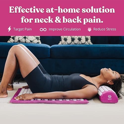 Spirol Acupressure Mat and Pillow Set for Back, Neck and Shoulder Pain Relief, with Flexible Acupressure Spikes, Includes Carry Bag (Amethyst) thumbnail 2