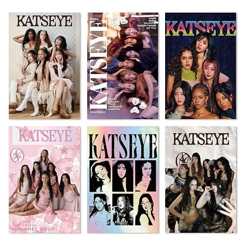 inteluck Katseye Merch Katseye Poster 8x12 Inch Music Album Cover Posters Birthday Decorations for Room Bedroom Aesthetic Wall Art for Teens Room Decor Gifts (Set of 6 Unframed) - Image 1