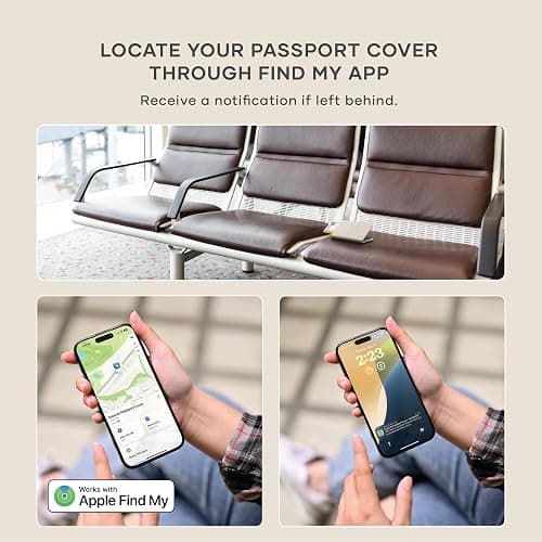 Satechi Passport Holder for Travel with Find My, Passport Cover with 4 Card Holder, Wireless Charging, and RFID protection – Travel Essential Vegan Leather Passport– Sand thumbnail 4