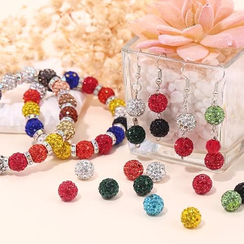 240pcs 24 Colors Rhinestone Beads for Crafts, Sparkle Round Crystal Disco Ball Clay Rhinestone Beads for DIY Jewelry Making Bracelet, Necklace, Earring and Christmas Decoration (10mm) thumbnail 9