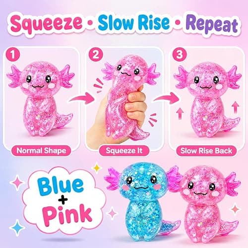 2 PCS Axolotl Slow Rising Stress Balls, Cute Stretchy Axolotl Squishy Fidget Toys for Kids Adults, Sensory Stress Relief Squeeze Toys, Birthday Party Favors, Classroom Prizes, Goodie Bag Gifts thumbnail 3