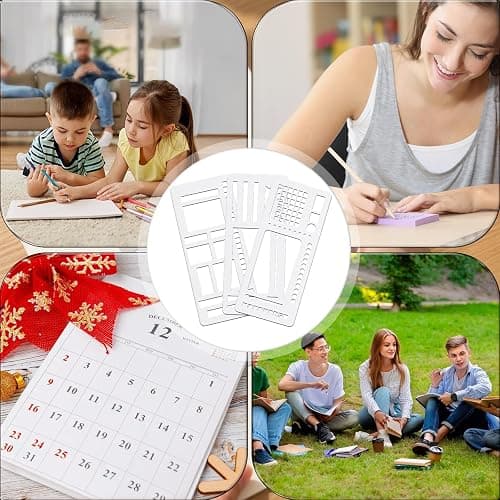 Handmade Flexible Record Template, Set of Templates for Diary Planning, 3-Pack Stencils Drafting Tools, for Diaries, Scrapbooks, DIY Handicrafts (B) thumbnail 7