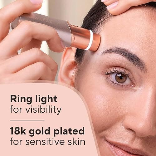 Finishing Touch Flawless Facial Hair Remover for Women, Rose Gold Electric Face Razor with LED Light, Recyclable Packaging thumbnail 4