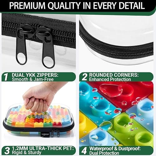 6 Pack Black Clear Hard Shell Beauty Organizer (2M+4S), 1.2mm Heavy Duty Crush-Proof Cosmetic Case, Reinforced YKK Zippers, Stadium Approved Security Bag for Skincare & Electronics, Multi-Size Set thumbnail 5