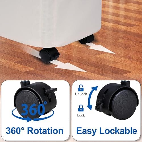 Vincona Slim Laundry Hamper with Lid and Wheels, Small Rolling Laundry Basket with Handle for Small Spaces, Tall Dirty Clothes Hampers for Dorm, Bathroom and Bedroom, 55L, Beige thumbnail 5