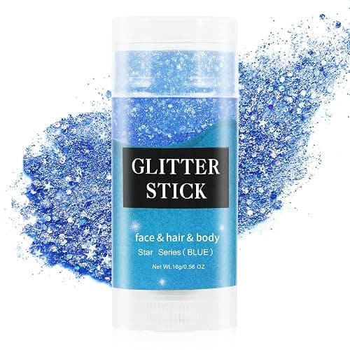 MEICOLY Blue Face Body Glitter Stick,Blue Hair Face Glitter Makeup,Mermaid Chunky Glitter Face Paint,Waterproof Sparkle Festival Rave Accessories for Women - Image 1