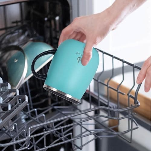 Ideus 16 oz (470 ml) Insulated Coffee Mug with Handle and Lid, Double Wall Stainless Steel Vacuum Thermal Coffee Mug, Travel Coffee Cup Thermal Cup for Home and Office (Sky Blue) thumbnail 7