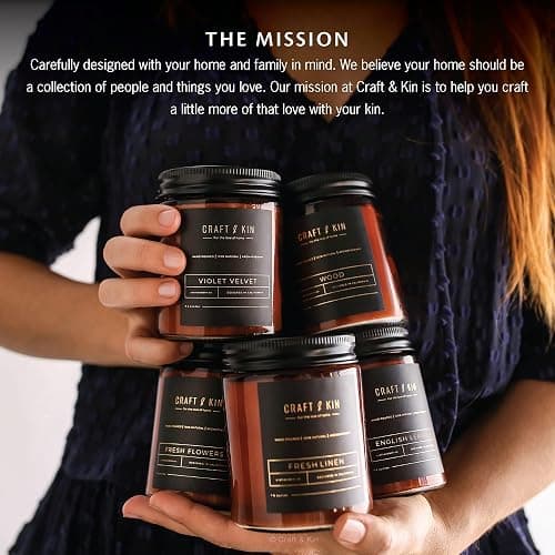 Craft & Kin Christmas Scented Candles for Men | Premium Whiskey Caramel Winter Candle | All-Natural Scent for Home | Long Lasting Holiday Candles with 45 Hour Burn Time, 8oz thumbnail 6