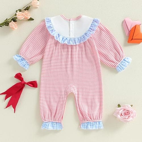 FYBITBO Infant Baby Girls Clothing Cute Doll Collar Jumpsuit Ruffle Long Sleeve Romper Newborn Outfit Fall Winter Clothes thumbnail 5
