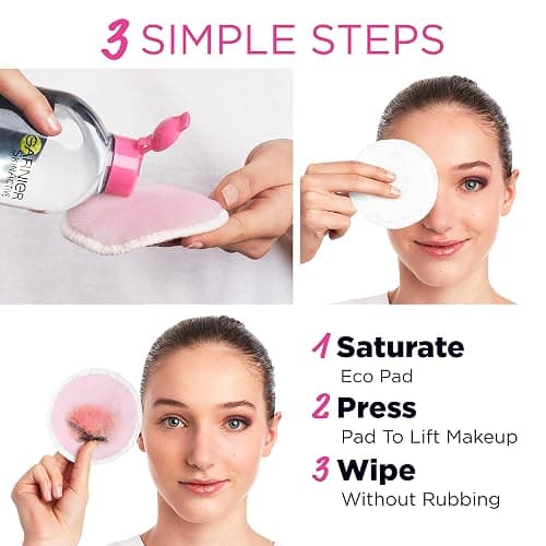 Garnier SkinActive Micellar Cleansing Eco Pads, Reusable, 3 Ultra-soft Microfiber Pads, 1 Count (Packaging May Vary) thumbnail 4