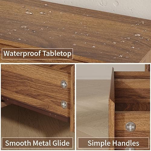 CHUWELL Dresser for Bedroom, 63" Wide Mid Century Modern Chest of Drawers with 9 Large Storage Space and 4 Solid Wood Cylindrical Legs, 9 Drawer Large Dresser for Bedroom(Walnut) thumbnail 4