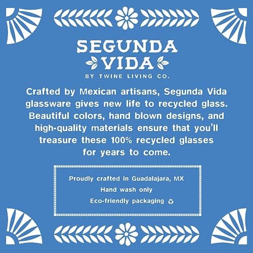 Segunda Vida Tortuga Hand Blown Wine Glasses, Recycled Mexican Glassware with Tortoise Shell Pattern, Stemless Drinking Glasses for Wedding Gifts, Housewarming, Cocktail Party, 13 oz Set of 2 thumbnail 4